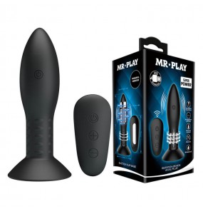 MR PLAY - Remote-Controlled Rotation Beads Anal Plug (Chargeable - Black)